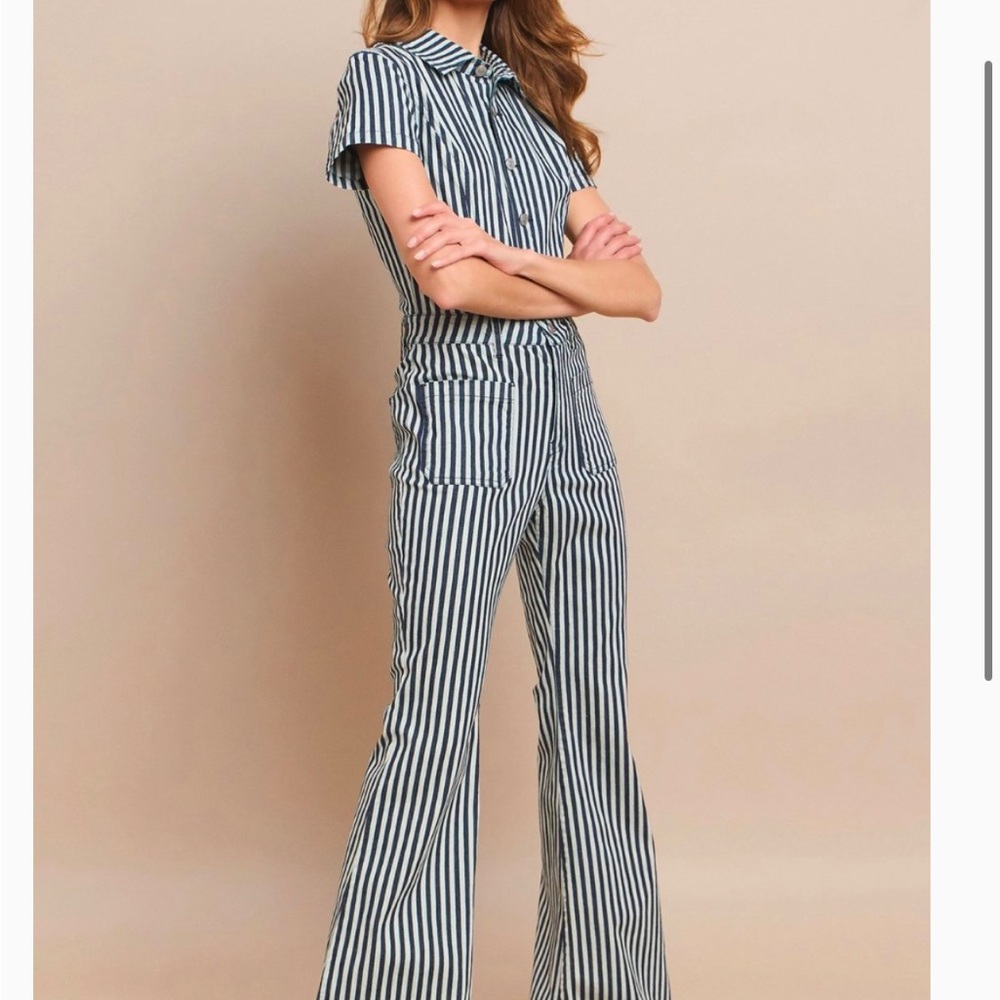 BNWT Railroad Stripe Jumpsuit - Picture 3 of 3